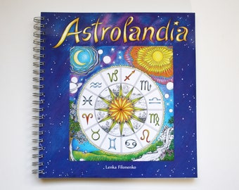 Coloring Book ASTROLANDIA, Adult Coloring Book, Zodiac signs, Art Therapy, High quality artist print