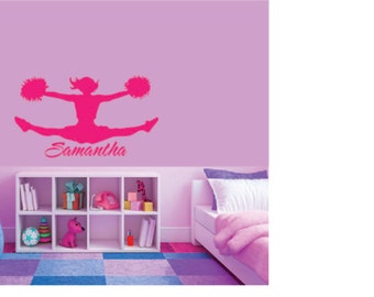 Vinyl Cheerleader Name Personalized, Cheerleader Wall Decal, Girls Name Decal, Girls Room Decal
