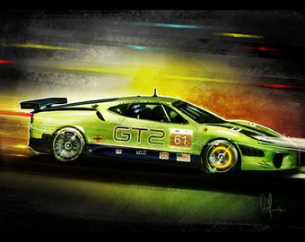 Automobile Art vert Ferrari : 12 x 18 impression métallisée