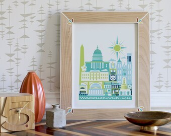 WASHINGTON, D.C. print -11 x 14 in. (color: Cool)