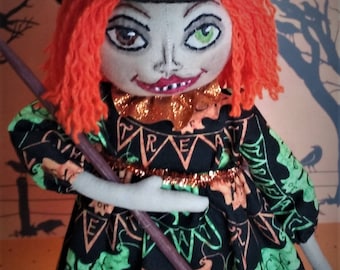 Devia the Witch ~ Folk Art One Of A Kind Pumkin Patch Halloween Collectible Doll