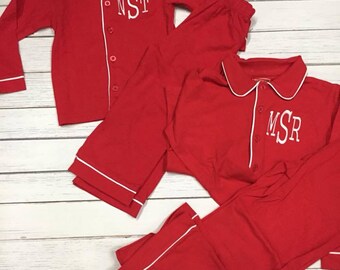 Children's Christmas Pajamas - Monogrammed PJs - Lounge Wear - Jammies