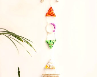 Wall decoration. Amulet. 5 elements. Textile art. Felt. Handmade. Elements. Magic. Protection.