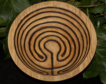English Oak Labyrinth Offering Bowl - Pagan, Witchcraft, Magic, Tintagel, Meditation