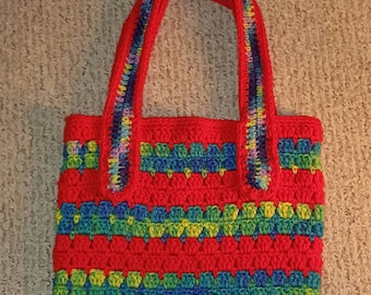 Hand Crocheted Sizzlin' Summer Bag in Hot Red & LSD Green