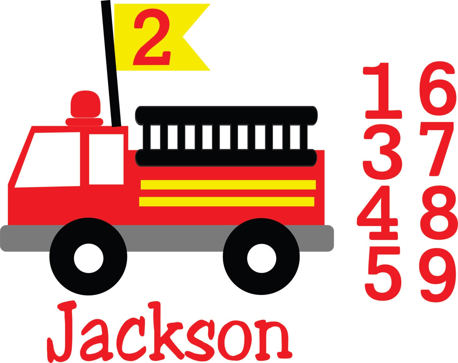 Birthday Fire Truck Files .SVG/.EPS Files