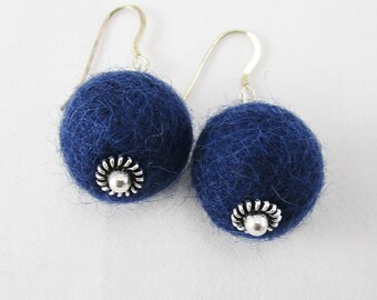 Wool Felt and Sterling Silver Earrings