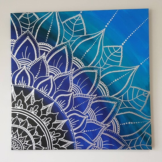 Corner Mandala Canvas Hand painted large Custom colour