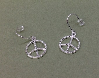 Peace dangle earrings Sterling Silver With French wires