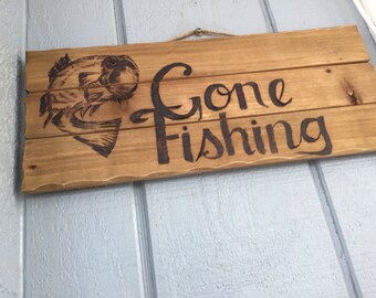 Gone fishing sign | Etsy