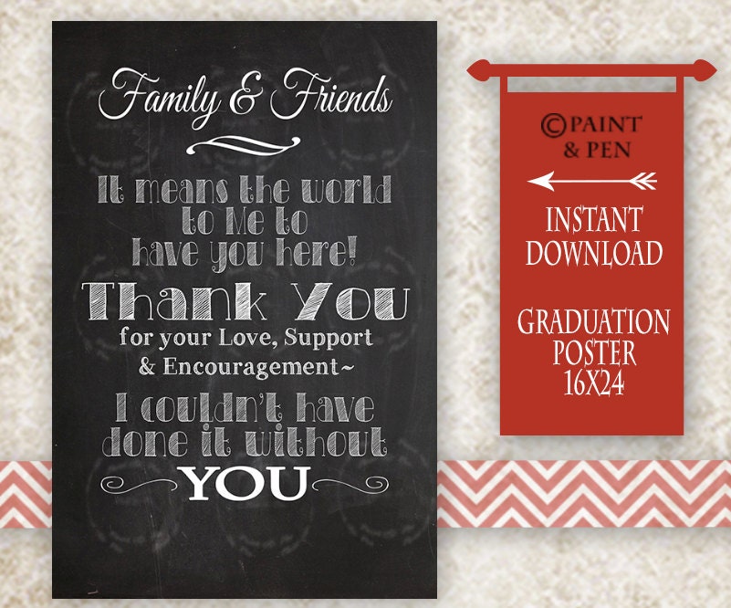 diy grad modern thank you graduation chalkboard college