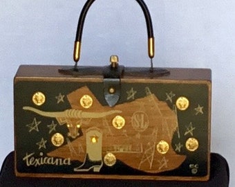 Vintage 1964 Enid Collins Texicana Wooden Handbag
