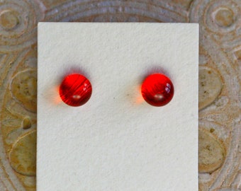 Dichroic Glass Earrings, Petite, Burnt Orange DGE-1348