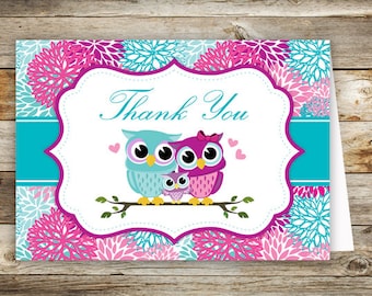 Owl Baby Shower Thank You Cards PRINTABLE