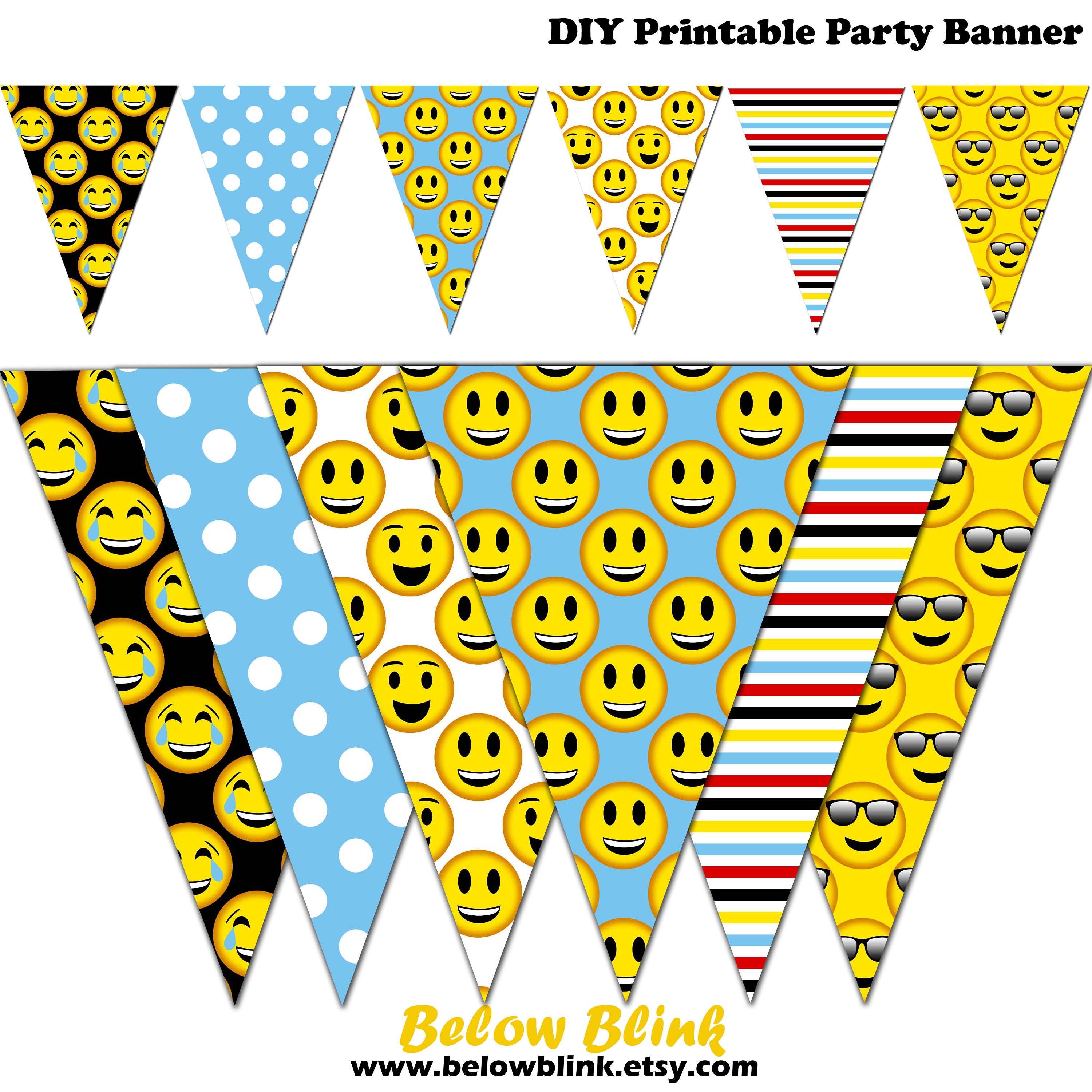Emoji Banner Smiley Printable Banner Emoji Party Pennant