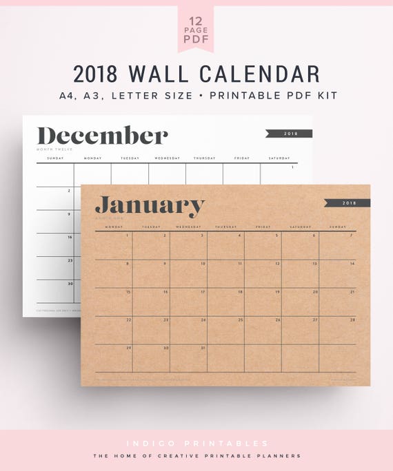 large wall calendar 2018