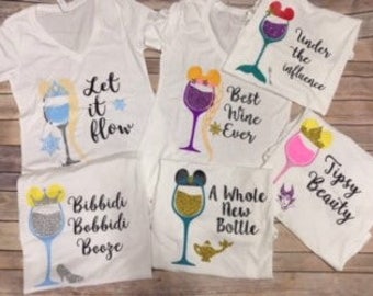 Disney Princess Character Inspired Drinking Tanks- disney princess, wine glass tank, bachelorette party, disney tank, disney character