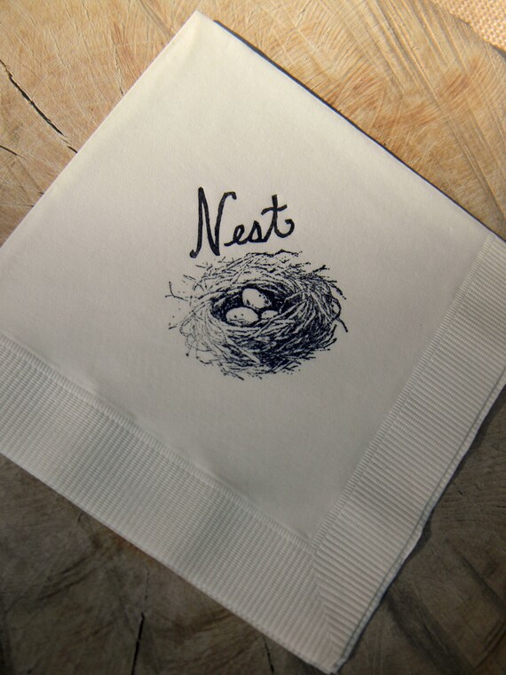 Rustic Ivory Birds Nest House Warming Cocktail Napkins Set
