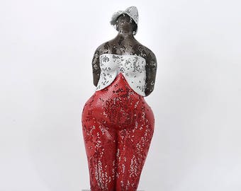 Contemporary metal art, Female sculpture, Living room decorating idea, Abstract sculpture, Metal sculpture, babushka doll
