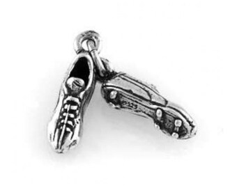 Sterling Silver Pair of Soccer Cleats Charm (3d Charm)