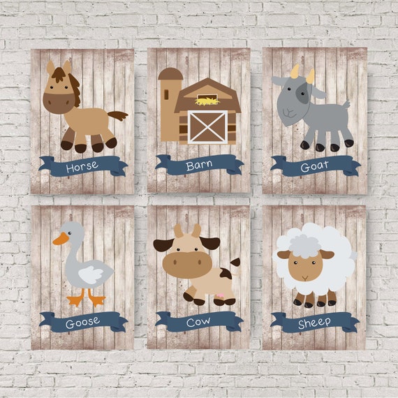 Farm animal nursery decor Blue and grey nursery Sheep