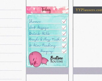 printable bedtime routine checklist stickers chore chart stickers daily routine stickers ec happy planner silhouette cricut cut file