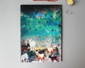 A4 Deer Enchanted Forest Notebook with lined pages