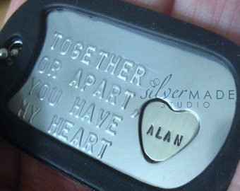 Military Stainless dogtag and sterling HEART RING