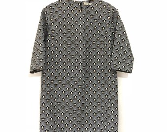 Geo jacquard 3/4 sleeve mini dress