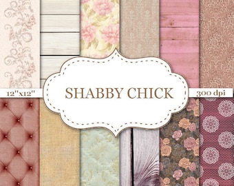 SHABBY CHIC Vintage digital paper Rustic chic paper Rustic wood Capitonel Backdrop Floral Textures Printable Scrapbook Paper 12"x12" #P138