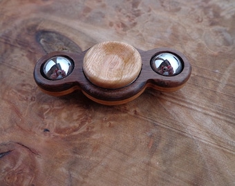Wood Mini Twin Spin hand spinner Fidget Toy Desk Toy Laminated Walnut & Cherry EDC wooden