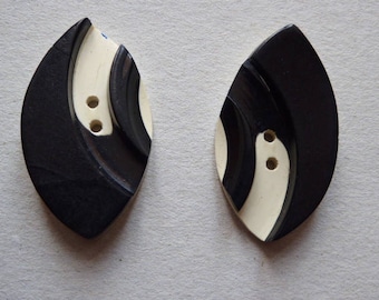 Knöpfe, 1935, vintage, 2 black-white buttons, bakelit, art deco, 1930
