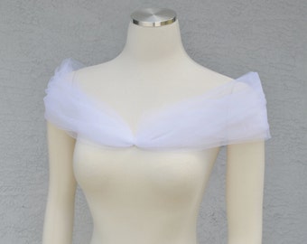 Cinderella Detachable Illusion Tulle Off the Shoulder Lace Straps Cap Sleeves to Add to your Wedding Dress