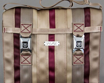 Messenger Bag-Tan/Red-red thread