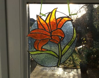 Stained glass flower suncatcher