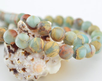 16 Inch Full Strand Aqua Terra Jasper , Sea Sediment Jasper 8MM Round Bead