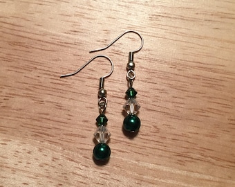 Green Swarovski Crystal Earrings