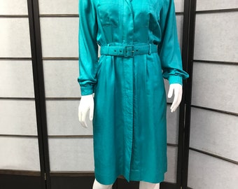 80s Vintage Leslie Fay Lovely Green Dress