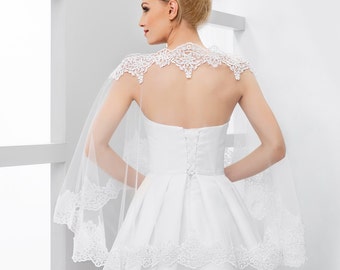 Bridal Cape, Bridal Capelet, Lace Capelet, Bridal Lace Capelet, Lace Cape, Wedding Cape in White and Ivory