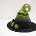 Witch wizard hat with flowers felted from wool black and green Halloween costume CUSTOM MADE choose your own colors