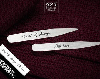 Father's day gift - Engraved Collar Stays 925 sterling silver - Personalized collar stays - Custom collar stays