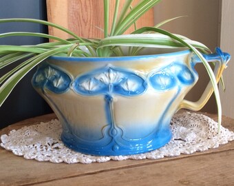Antique 1890 J G Meakin chamber pot or potty ironstone teal green like color