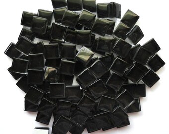 100 (10mm) Black MINI Crystal Glass Mosaic Tiles 3/8 in.//Ebony//Mosaics// Mosaic Supplies//Crafts