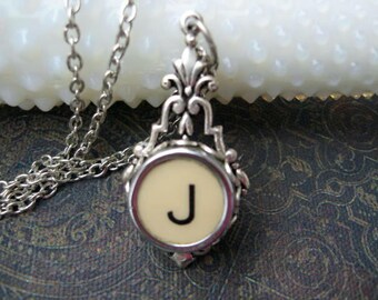 Typewriter Key Jewelry - Typewriter Necklace Letter J