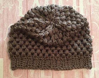 Sparkley taupe slouchy beanie