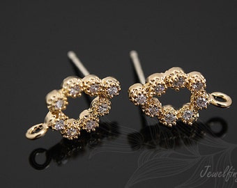 K664-Gold Plated -10 pairs-CZ