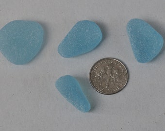 4 piece Genuine English Deep Sky Blue JQ Frosted seaglass.