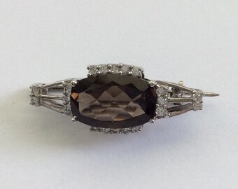 Vintage smokey topaz brooch