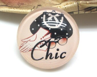 2 cabochons 20 mm glass purse Chic black - 20 mm