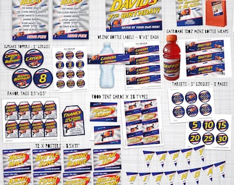Dart Party Printable Pack Dart Gun Party Supplies Printables Kit Decorations Package Kit Customized Name & Age - DIGITAL FILES - You Print